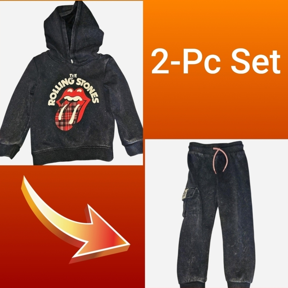 The Rolling Stones Black Kids Matching Set